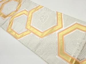 斜線に亀甲・松葉模様織出し袋帯